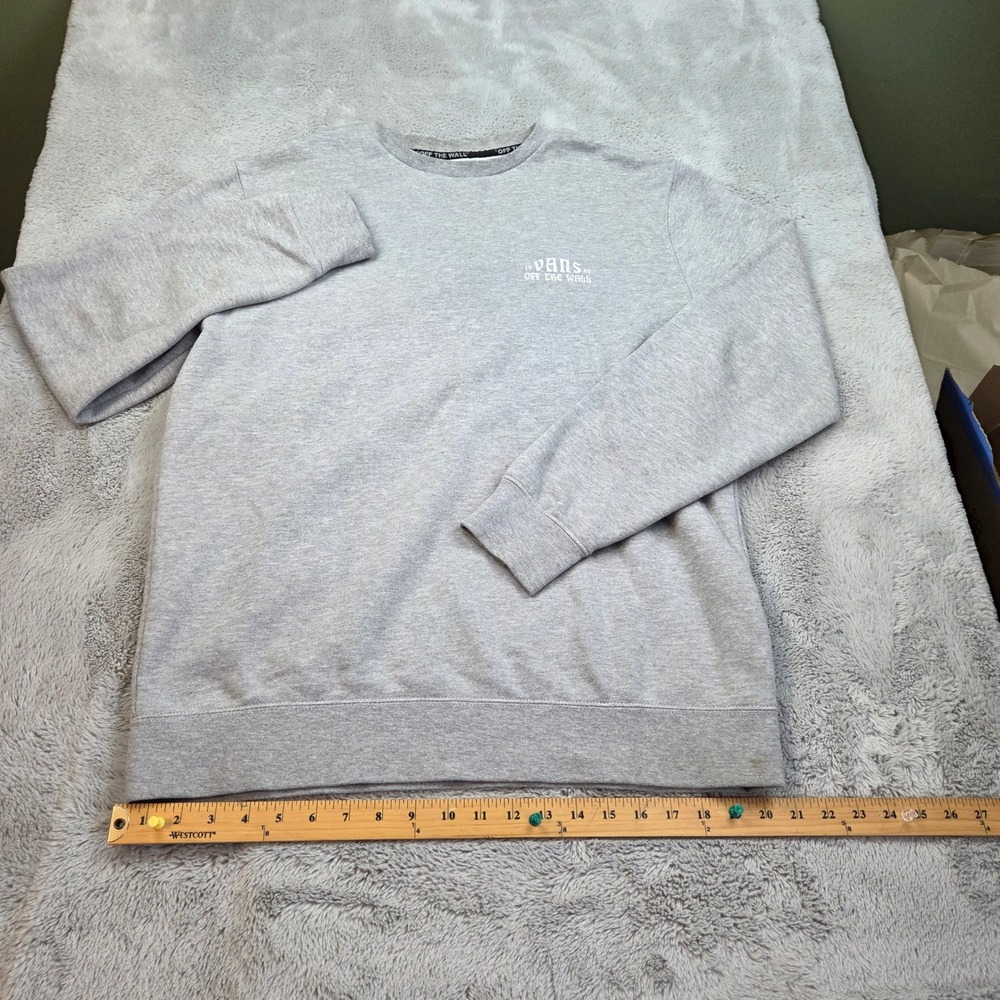 Vans Graphic Sweatshirt Mens L Off The Wall Crewneck Long Sleeve Heathered Gray